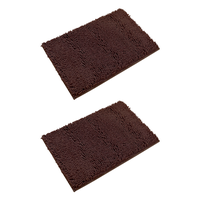 Ultra Absorbent Non-Slip Shaggy Bath Mat - 70 x 45cm - Brown - 2 Pack