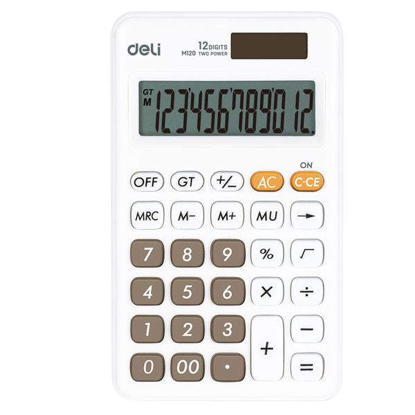 DELI 1 PCS Pocket Calculator 12-Digit Dual Power Portable Use