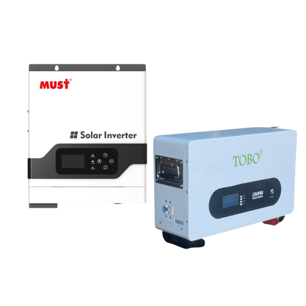 3kW Must Hybrid Inverter - 2.4kWh Tobo/ Sungod 100Ah Lithium Battery Combo