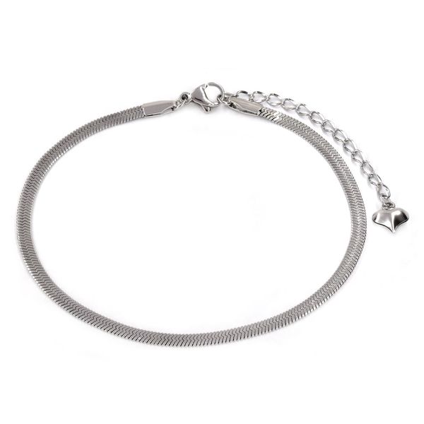 Steel My Heart Waterproof Stainless Steel Herringbone Anklet