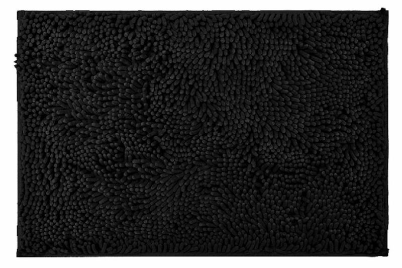 Black Non-Slip Chenille Bath &amp; Shower Mat: Luxury Soft &amp; Absorbent Mat – M