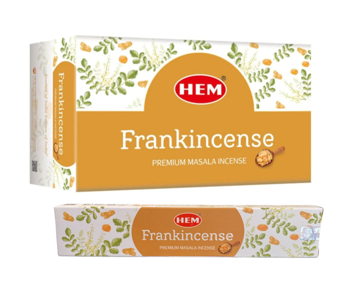 HEM Frankincense Premium Incense Sticks. Box of 12 Packets 15 grams Each