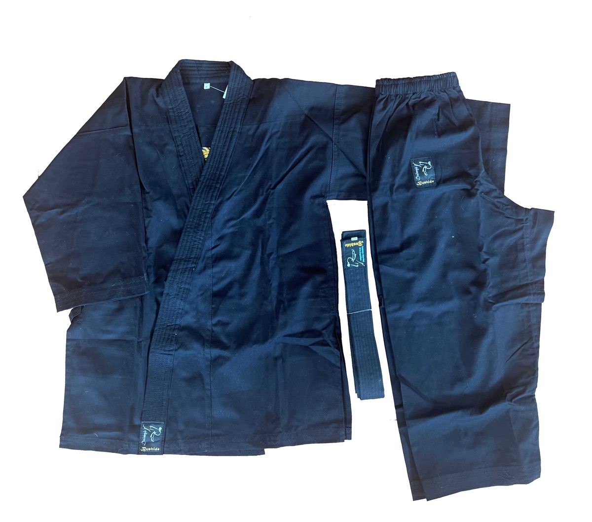 Bushido Black Daimyo Karate Suit with Gold Dragon Embroidery Size 000