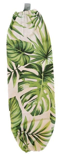 White Plastic Bag Holder With Green Leaves