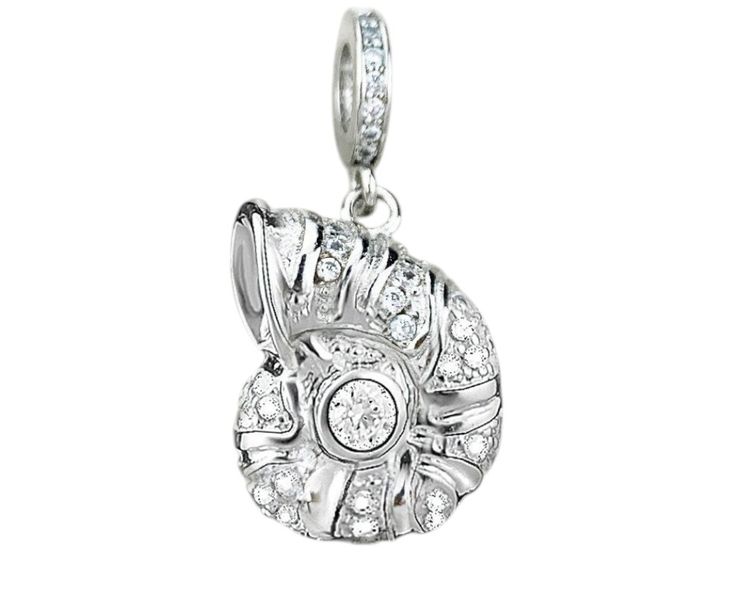 Sterling Silver Charm, Conch Sea shell Sea charm European Bracelet, Gift
