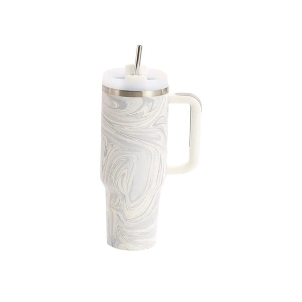 Tie-Dye Stainless Steel Vacuum Insulated Bottle with Handle &amp; Straw