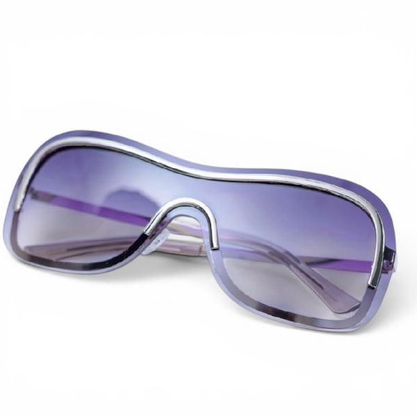Aben Women Oversized Purple &amp; Silver Rimless Shield