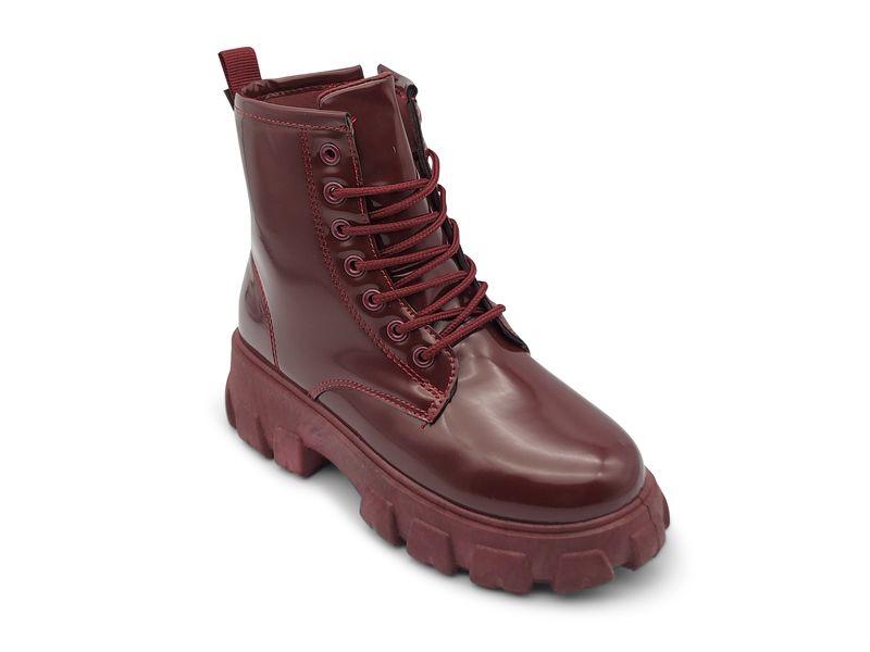 TTP Women's Lace-Up Combat Boot XB1601 with Patent Finish