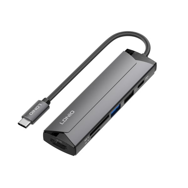 LDNIO 6-in-1 Type-C Hub - 4K HDMI, PD Fast Charge, USB 3.0, SD &amp; TF Reader