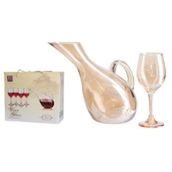 Amber Wine Set 7 Pieces - 6 Glasses &amp; Carafe
