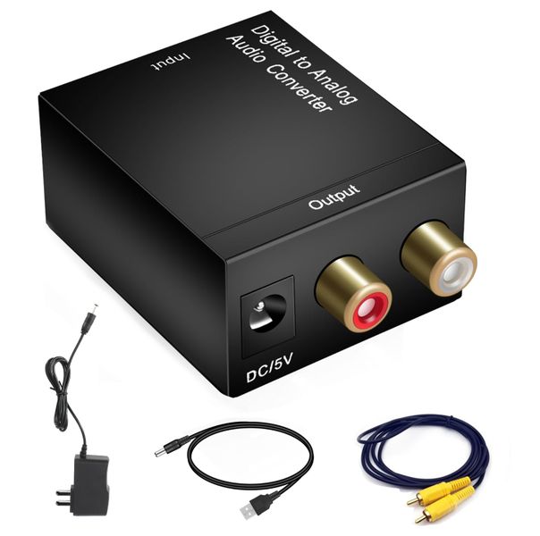Digital to Analog Audio Converter L/R RCA Output Coaxial Toslink In Cable
