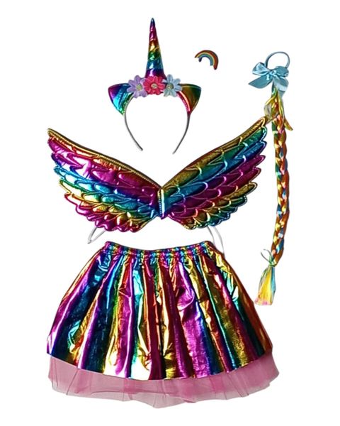 4 Piece Rainbow Unicorn Tutu Set