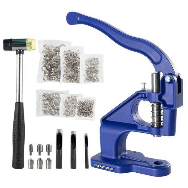 Heavy Duty Grommet Eyelet Kit Hole Punch with 3 Dies 6/10/12mm hammerEyelet