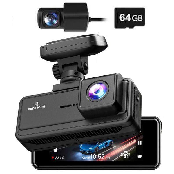 REDTIGER A8 2CH 4K Touch Dash Cam with WiFi GPS Front &amp; Rear