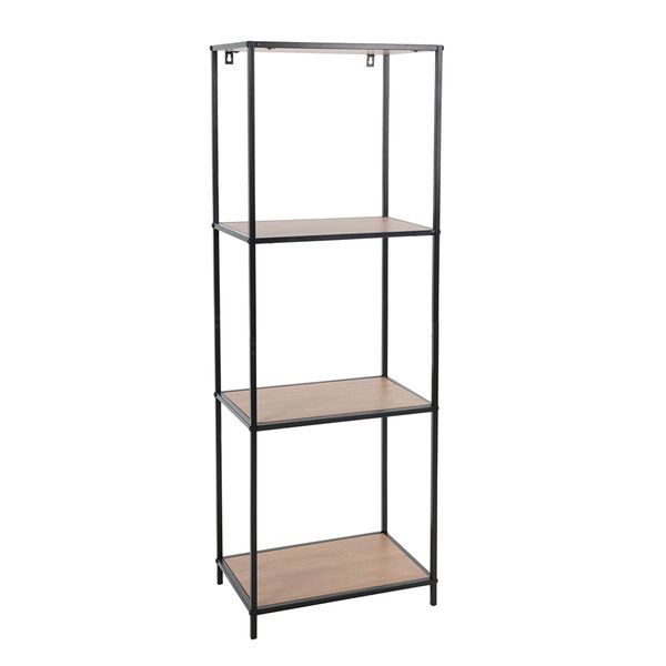 Metal Wall Rack with 4 Shelves - MDF &amp; Melamine