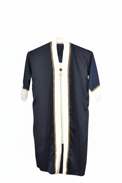 Saudi Arabian Inspired Navy Girls Ankle Length Abaya with Contrast Panels