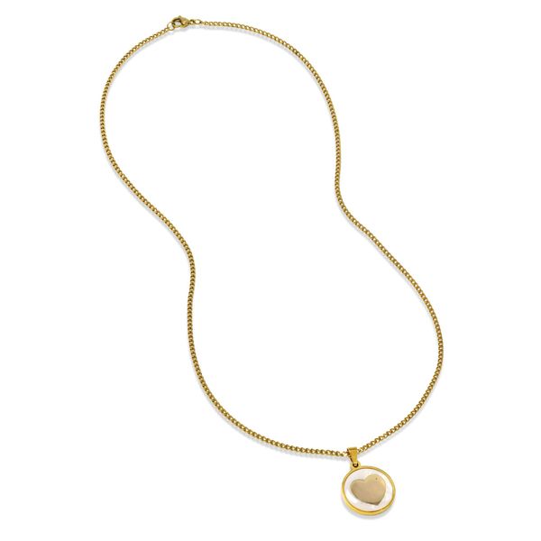 Steel My Heart Waterproof Disk Heart Necklace - Stainless Steel