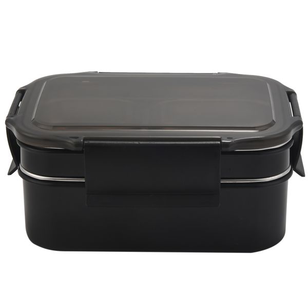 304 Stainless Steel Stackable Compartment Lunch/Snack Box Black