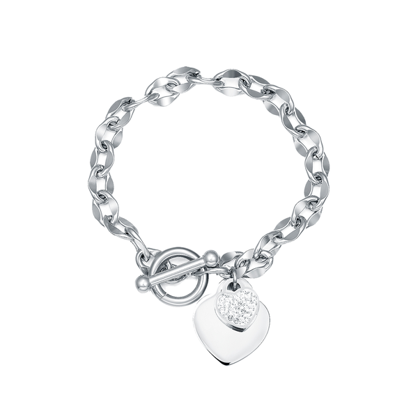 Silver Ladies Heart Charm Bracelet