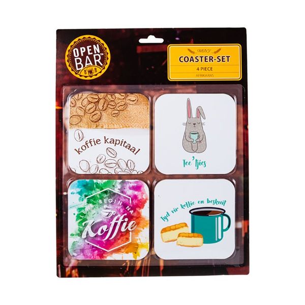 Bulk Pack x 4 Coaster-Set Afrikaans 4pcs Per Pack