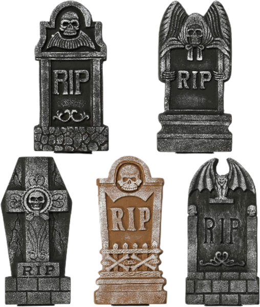 Home and Party 5 Pack Halloween Foam RIP Graveyard Tombstones for Halloween