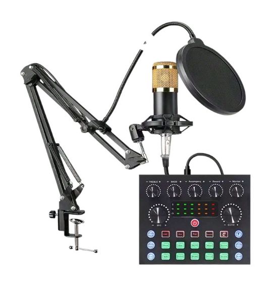 Professional Podcasting Microphone With Integrated Mixer And Stand - Black