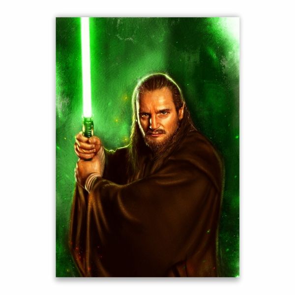 Qui-Gon Jinn Green Lightsaber Poster - A1