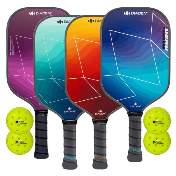 Diadem RUSH Pickleball Set - 4 x Rush Paddles and 4 x PB Balls
