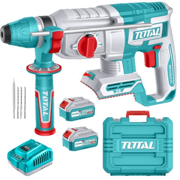Total Tools - Cordless Rotary Hammer (2.5J) with 2x 4Ah Batteries &amp; Charger