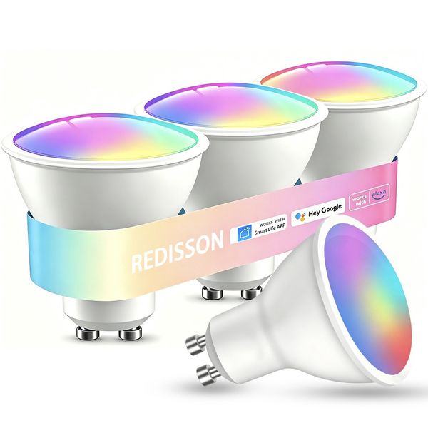Redisson GU10 Smart Bulbs, 5W 750LM, LED Wi-Fi Light Bulb - 4 pack