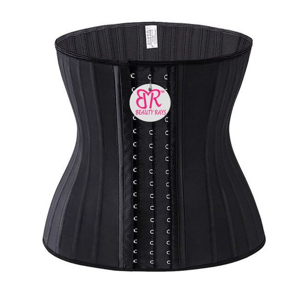 Beauty Rays 25 Steel Bone Latex Waist Trainer - Black