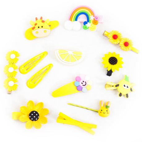 14 Piece Baby Hair Accessories Set Cute Girls Hairpin Clips Bows Box Yellow  | Buy Online in South Africa 