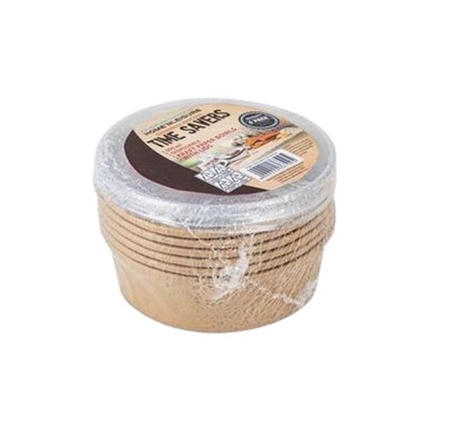 6 Piece Round Kraft Paper Bowls With Lids 750ml x 2