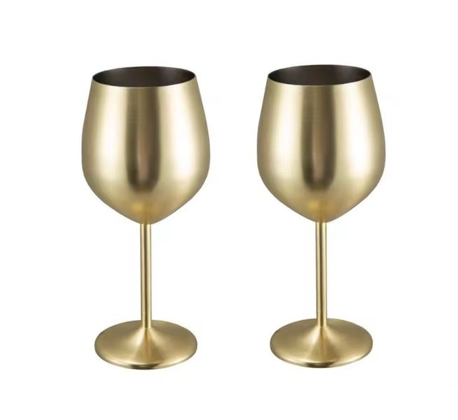 2Set Travel 500ml Matte Stainless Steel 304 Red Wine Glass Gold Party
