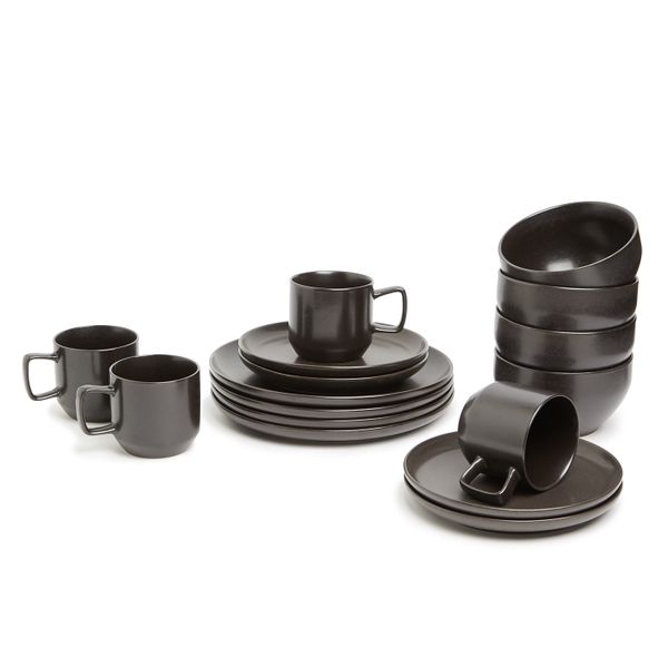George &amp; Mason - 16 Piece Dinner Set - Black