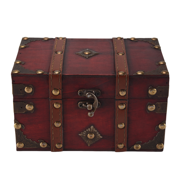 Retro Treasure Chest Vintage Wooden Storage Box Antique Style Small