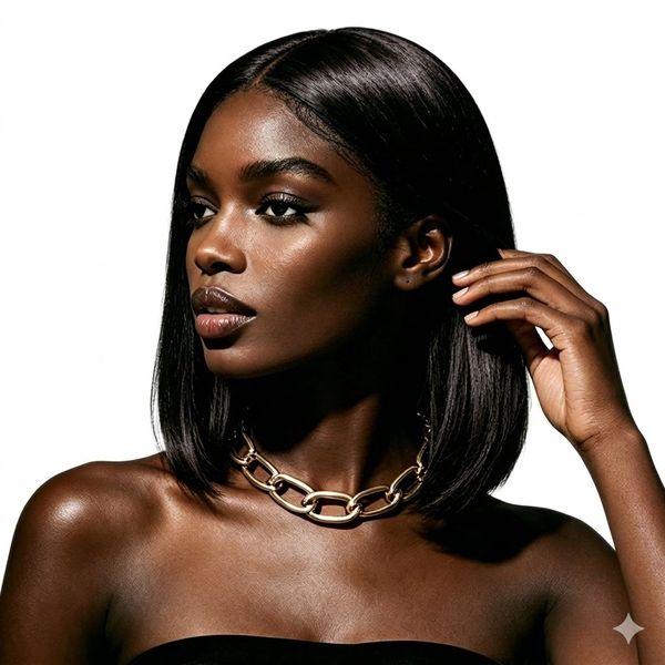 Magic Glueless Synthetic Fiber Bob Wig Ombre Brown Highlight Lace Front Wig