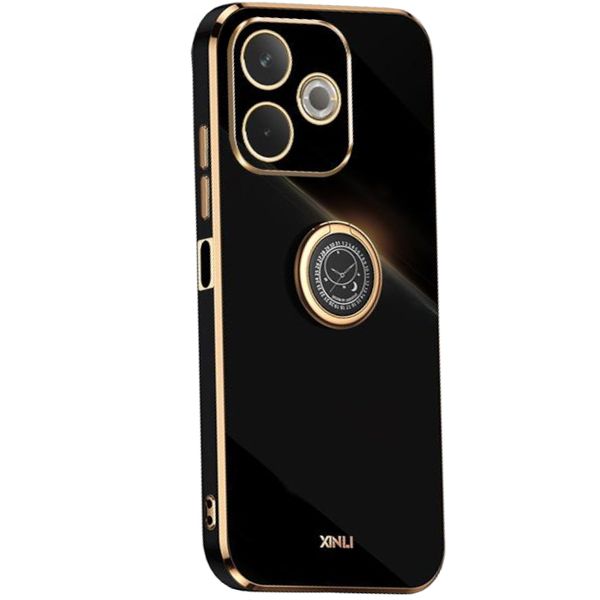Electroplated Gold TPU Phone Case with Ring Holder Compatible With OPPO A5 Pro