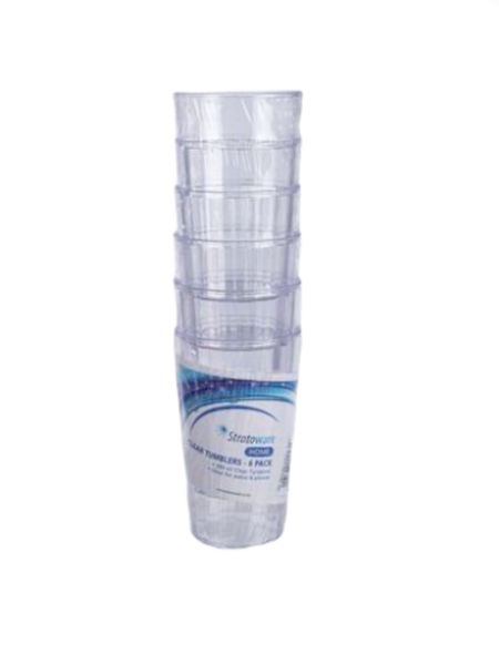 Clear 280ml Tumbler Cups - Set of 6