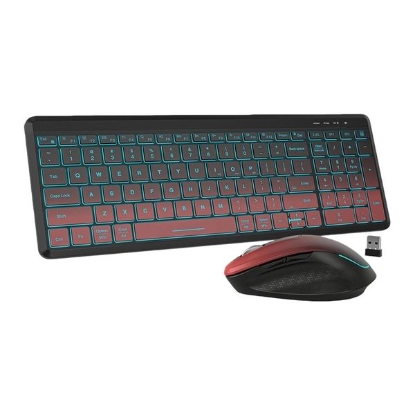RGB Silent Wireless Keyboard Mouse Combo 2.4G Dual Mode Rechargeable