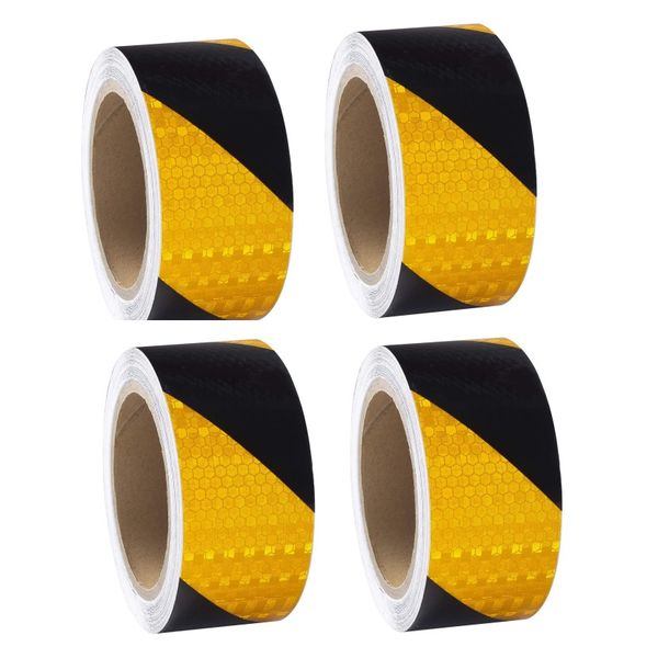 Reflective Safety Tape, High-adhesive - Yellow/Black 50mm x 5m (4 Pack)