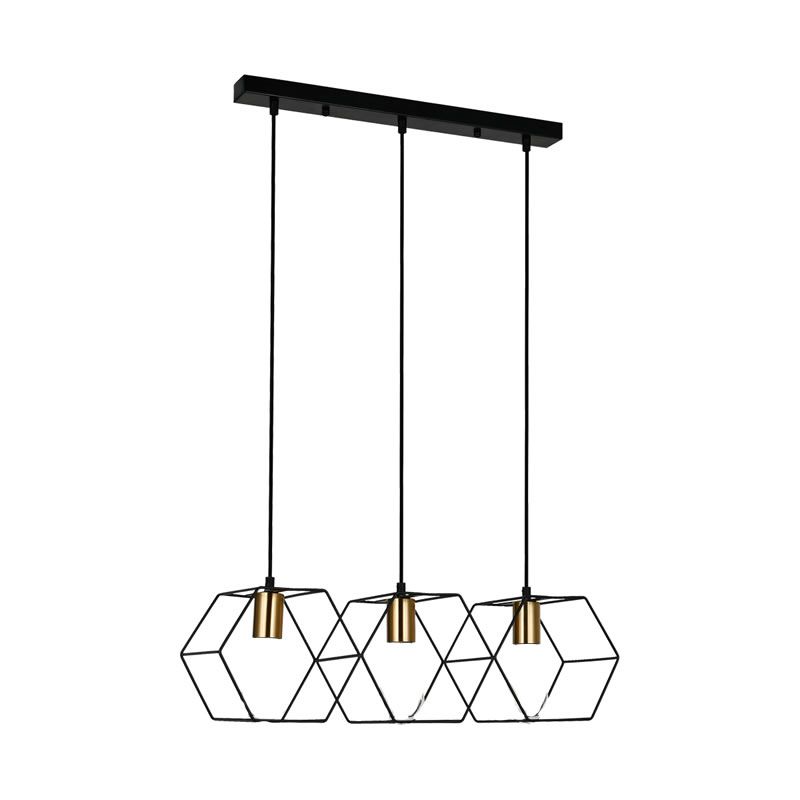 3 Head Modern Industrial Style Pendant Light with Satin Gold Finish