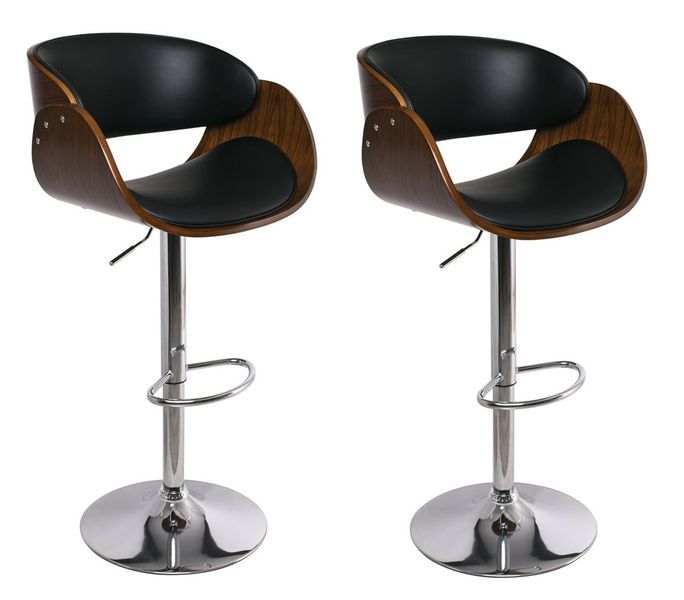 Padded Bar / Kitchen Counter Stools – Set of 2 - Black / Brown Colour