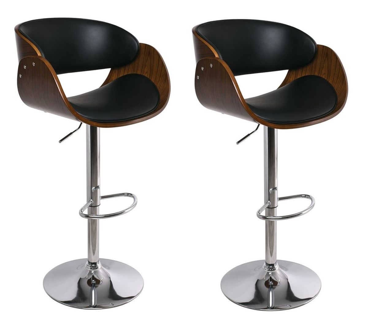 Padded Bar / Kitchen Counter Stools Set of 2 Black / Brown Colour