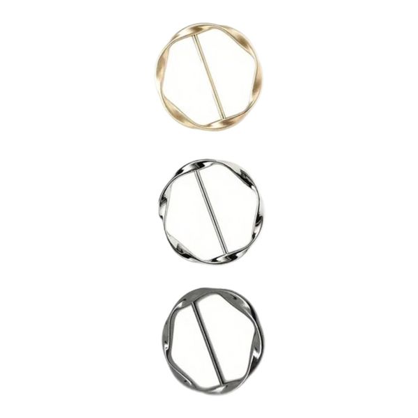 3-Piece Women's Buckle Ring Set - Gold, Silver, and Black