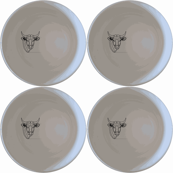 Nguni Cattle Cow Head Bowl Set of 4 - Range 3