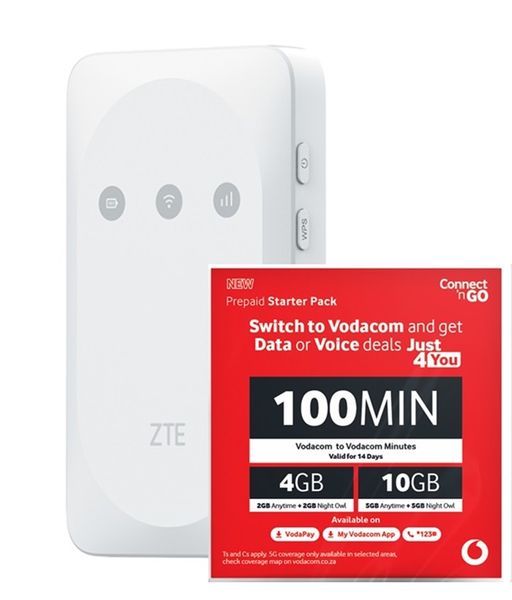 Vodacom LTE Prepaid BUNDLE 50GB + 50GB Starter Pack and ZTE MF935 MiFI (NL)