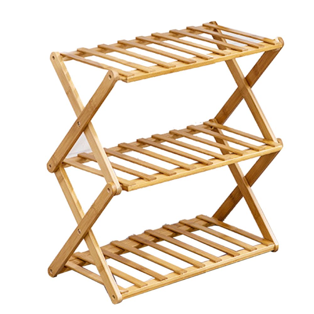 Home Multifunctional Foldable Bamboo Shoe Organiser Rack 3 Layer ...