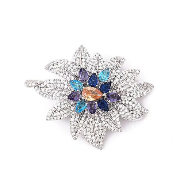 Colorful Flower Inlaid Zircon Brooch