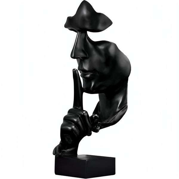 Thinker Statue Silence is Gold Abstract Art Statue Keep Resin Sculptures